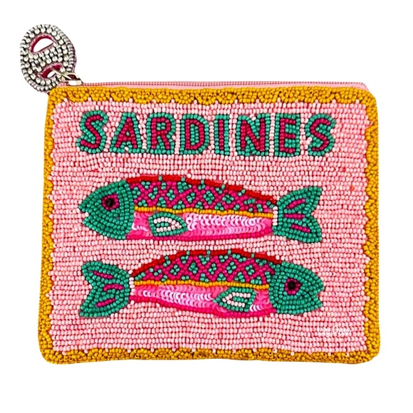 Lily Posh Beaded Sardines Coin Purse, Sardine Bag, Carnivore Fish - Picture 2 of 5